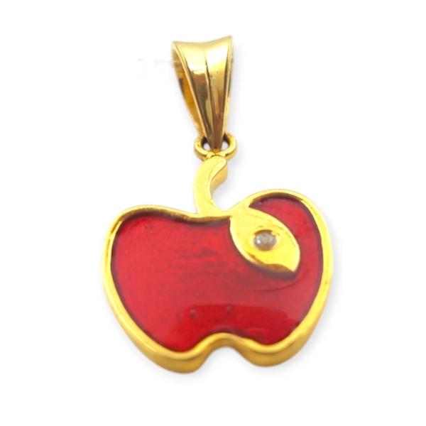 Amazing Gold Apple Shape Pendant in Red Colour with Beautiful Design